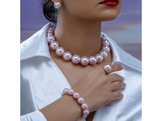Elegant Pink Pearl Jewelry Set